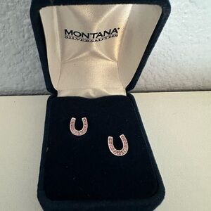 Montana Silversmith Silver and Pink Horseshoe Earrings - NWT